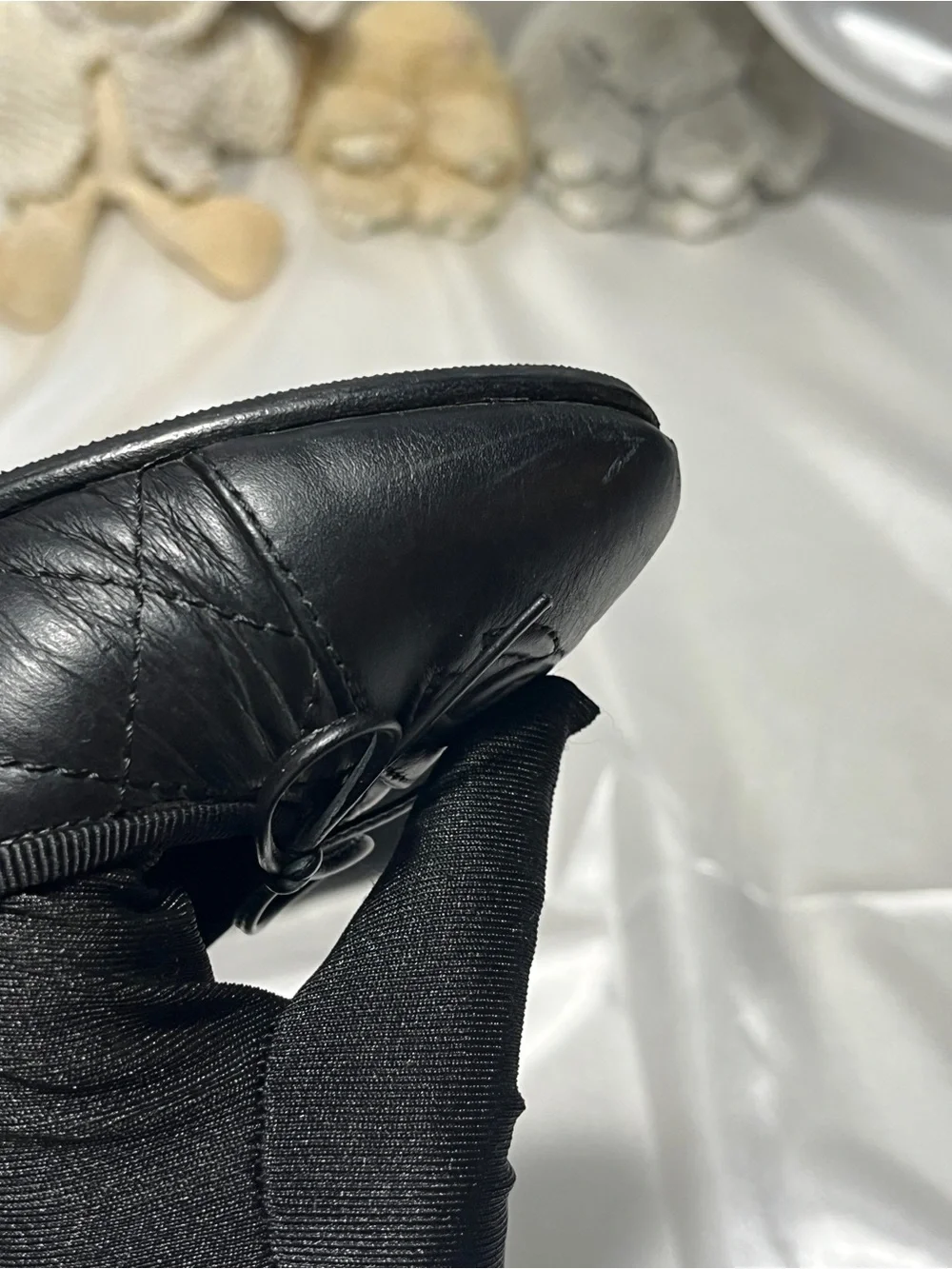 CHANEL Black Quilted Leather CC Logo Ballet Flats